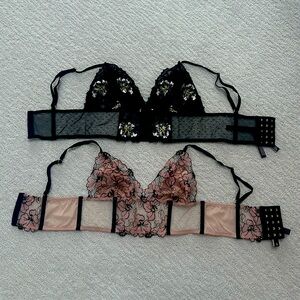 Victoria's Secret Black and Pink Floral Lace Bralette - 2 for $18!! NWOT!